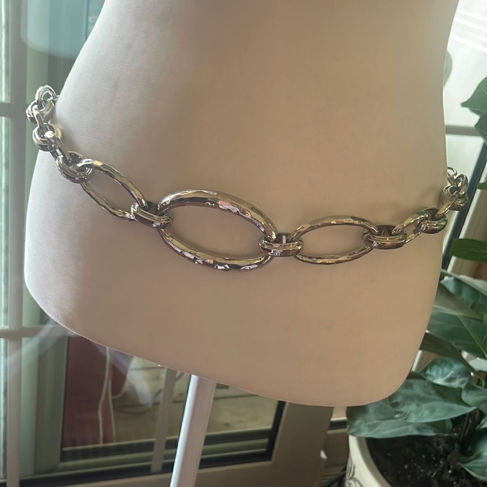 White House Black Market Silver Link Chain Belt